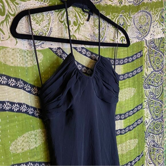Express Black %100 Silk Halter Top Cocktail Dress Size 6 - Picture 4 of 14